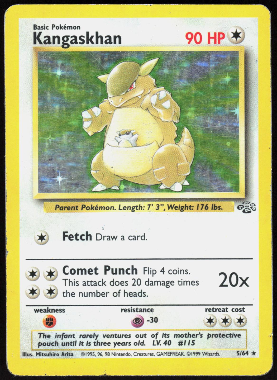 KANGASKHAN 5/64 JUNGLE POKEMON RARE UNLIMITED HOLO HP