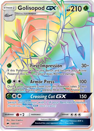 POKEMON TCG - Golisopod GX (Secret) 148 SM  Burning Shadows - Secret Rare