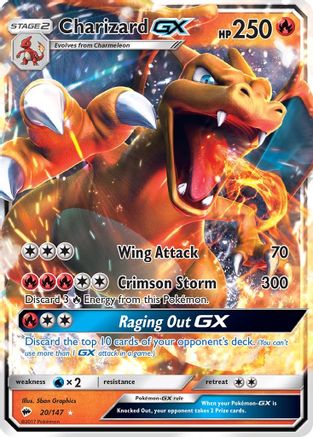 POKEMON TCG - Charizard GX 020 SM  Burning Shadows - Ultra Rare