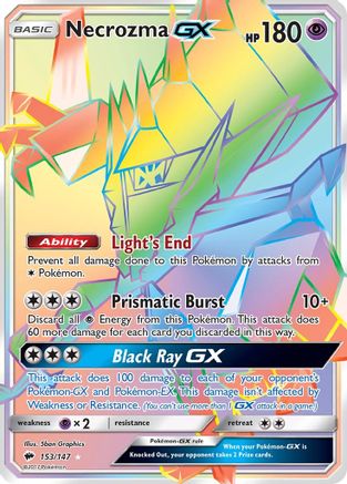POKEMON TCG - Necrozma GX (Secret) 153 SM  Burning Shadows - Secret Rare