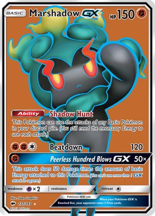 POKEMON TCG - Marshadow GX (Full Art) 137/147 SM  Burning Shadows - Ultra Rare