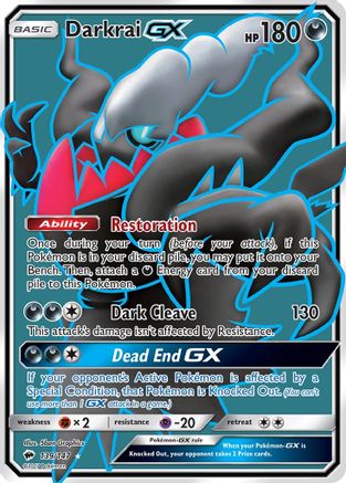 POKEMON TCG - Darkrai GX (Full Art) 139/147 SM  Burning Shadows - Ultra Rare