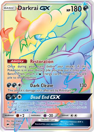 POKEMON TCG - Darkrai GX (Secret) 158 SM  Burning Shadows - Secret Rare