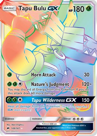 POKEMON TCG - Tapu Bulu GX (Secret) 149 SM  Burning Shadows - Secret Rare