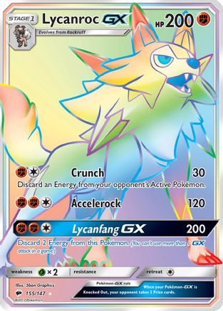 POKEMON TCG - Lycanroc GX (Secret) 155 SM  Burning Shadows - Secret Rare