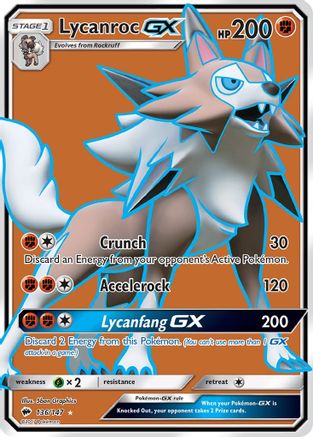 POKEMON TCG - Lycanroc GX (Full Art) 136/147 SM  Burning Shadows - Ultra Rare