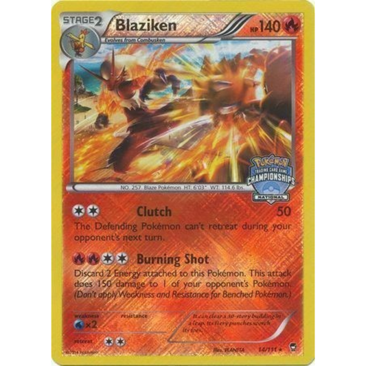 POKEMON TCG - BLAZIKEN NATIONAL CHAMPIONSHIP 14/111 FURIOUS FIST REVERSE HOLO
