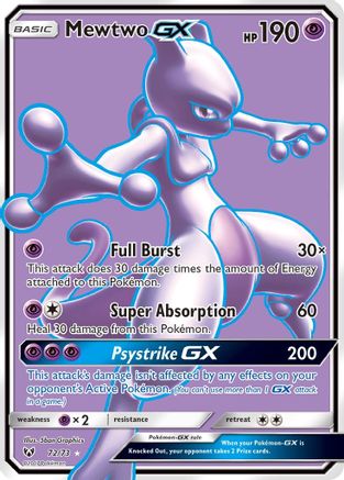 POKEMON TCG - Mewtwo GX (Full Art) 072 Shining Legends - Ultra Rare