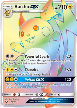 POKEMON TCG - Raichu GX (Secret) 075/73 Shining Legends - Secret Rare