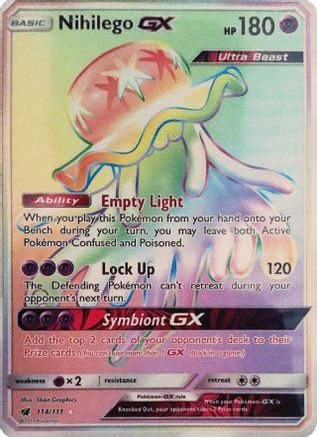 POKEMON TCG - Nihilego GX (Secret) 114 SM  Crimson Invasion - Secret Rare