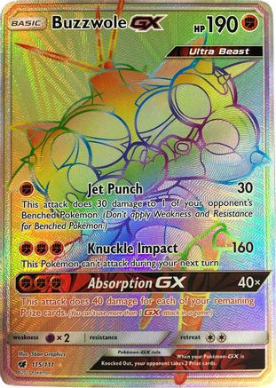 POKEMON TCG - Buzzwole GX (Secret) 115/111 SM  Crimson Invasion - Secret Rare