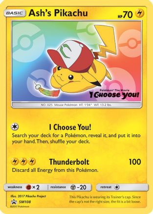 POKEMON TCG - Ash's Pikachu SM108 SM Promos - Promo
