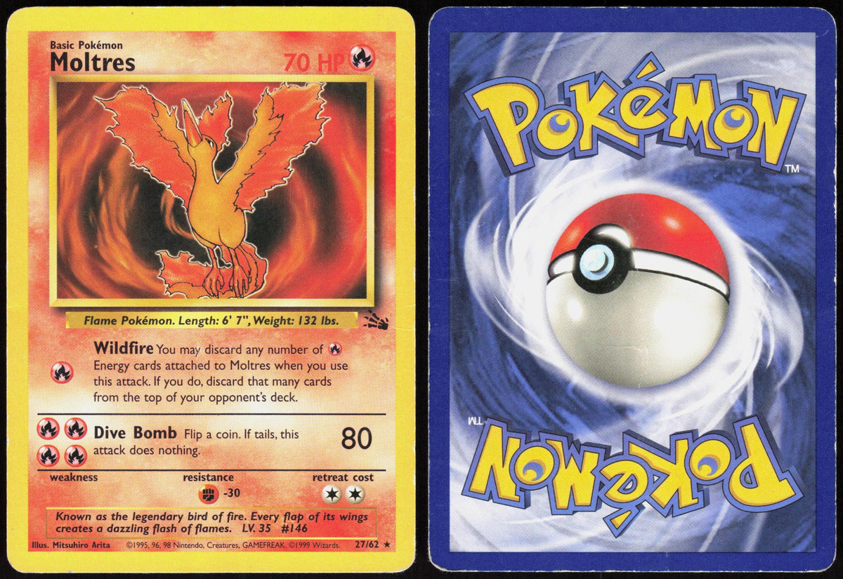 MOLTRES 27/62 FOSSIL POKEMON RARE UNLIMITED HP