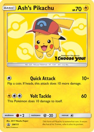 POKEMON TCG - Ash's Pikachu SM111 SM Promos - Promo