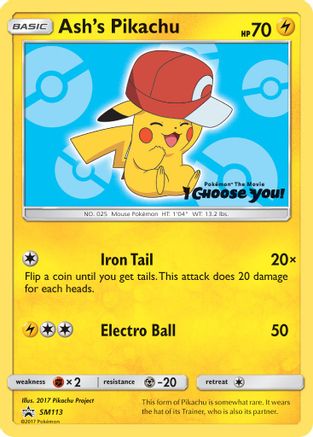 POKEMON TCG - Ash's Pikachu SM113 SM Promos - Promo