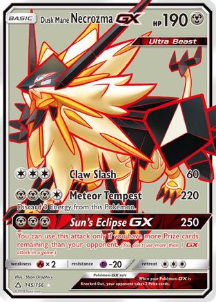 POKEMON TCG - Dusk Mane Necrozma GX (Full Art) SM  Ultra Prism - Ultra Rare