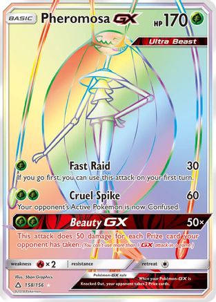 POKEMON TCG - Pheromosa GX (Secret Rare) 158 SM  Ultra Prism - Secret Rare