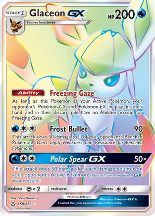 POKEMON TCG - Glaceon GX (Secret Rare) 159 SM  Ultra Prism - Secret Rare