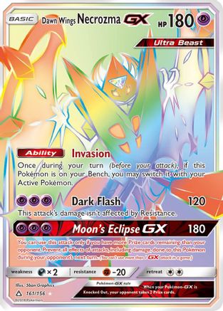 POKEMON TCG - Dawn Wings Necrozma GX (Secret Rare) 161 SM  Ultra Prism - Secret Rare