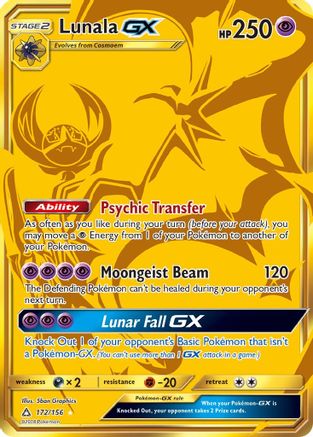 POKEMON TCG - Lunala GX (Secret Rare) 172 SM  Ultra Prism - Secret Rare
