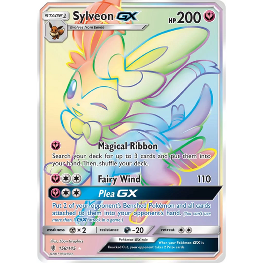 POKEMON TCG - SYLVEON GX 158/145 GUARDIANS RISING SECRET RARE LP