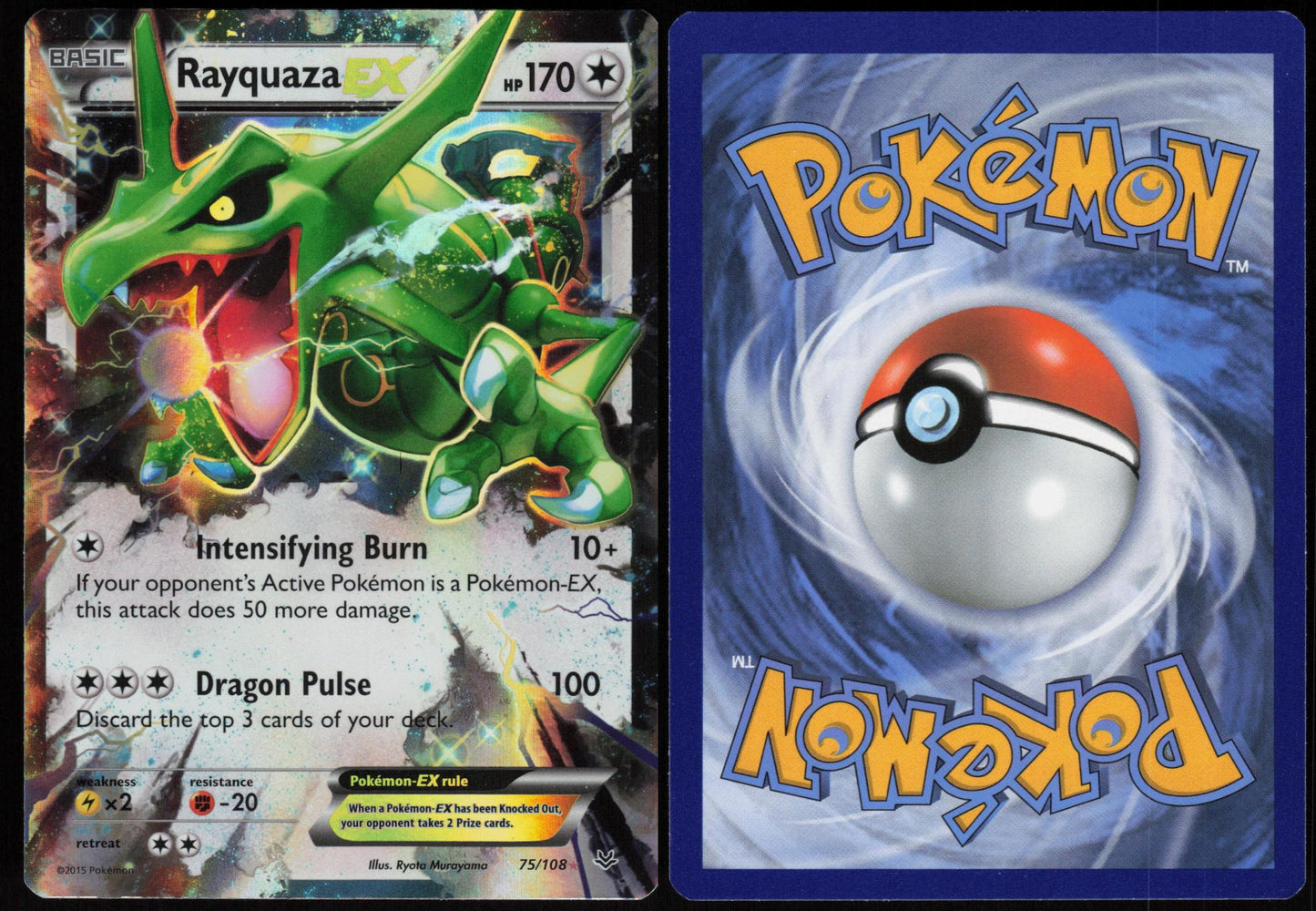 RAYQUAZA EX 75/108 ROARING SKIES POKEMON EX RARE HOLO LP