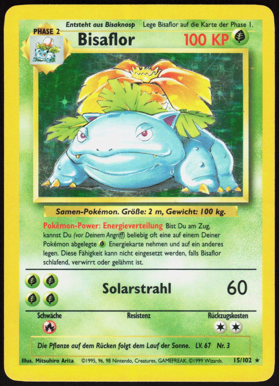 BISAFLOR XD 15/102 BASE SET UNLIMITED POKEMON HOLO RARE LP