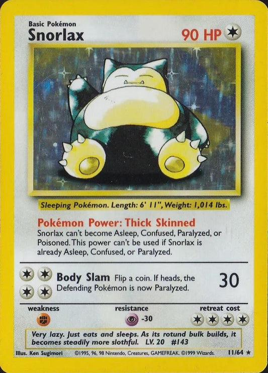 POKEMON TCG - SNORLAX 11/64 JUNGLE NO SYMBOL HOLO RARE (MP-HP)