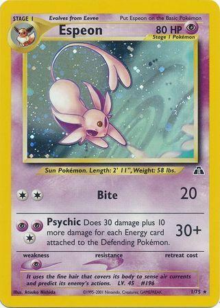 POKEMON TCG - ESPEON 1/75 NEO DISCOVERY HOLO RARE