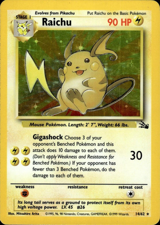 POKEMON TCG - RAICHU 14/62 FOSSIL HOLO RARE (LP)