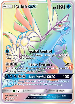 POKEMON TCG - Palkia GX (Secret) 132 SM  Forbidden Light - Secret Rare