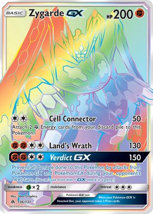 POKEMON TCG - Zygarde GX (Secret) 136 SM  Forbidden Light - Secret Rare
