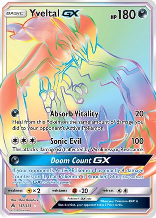 POKEMON TCG - Yveltal GX (Secret) 137 SM  Forbidden Light - Secret Rare