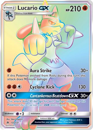 POKEMON TCG - Lucario GX (Secret) SM  Forbidden Light - Secret Rare