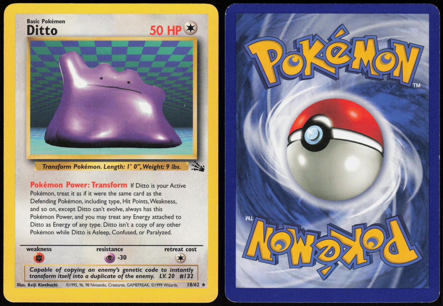 DITTO 18/62 FOSSIL POKEMON RARE UNLIMITED LP
