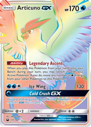 POKEMON TCG - Articuno GX (Secret) 171 SM  Celestial Storm - Secret Rare