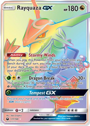 POKEMON TCG - Rayquaza GX (Secret) SM  Celestial Storm - Secret Rare