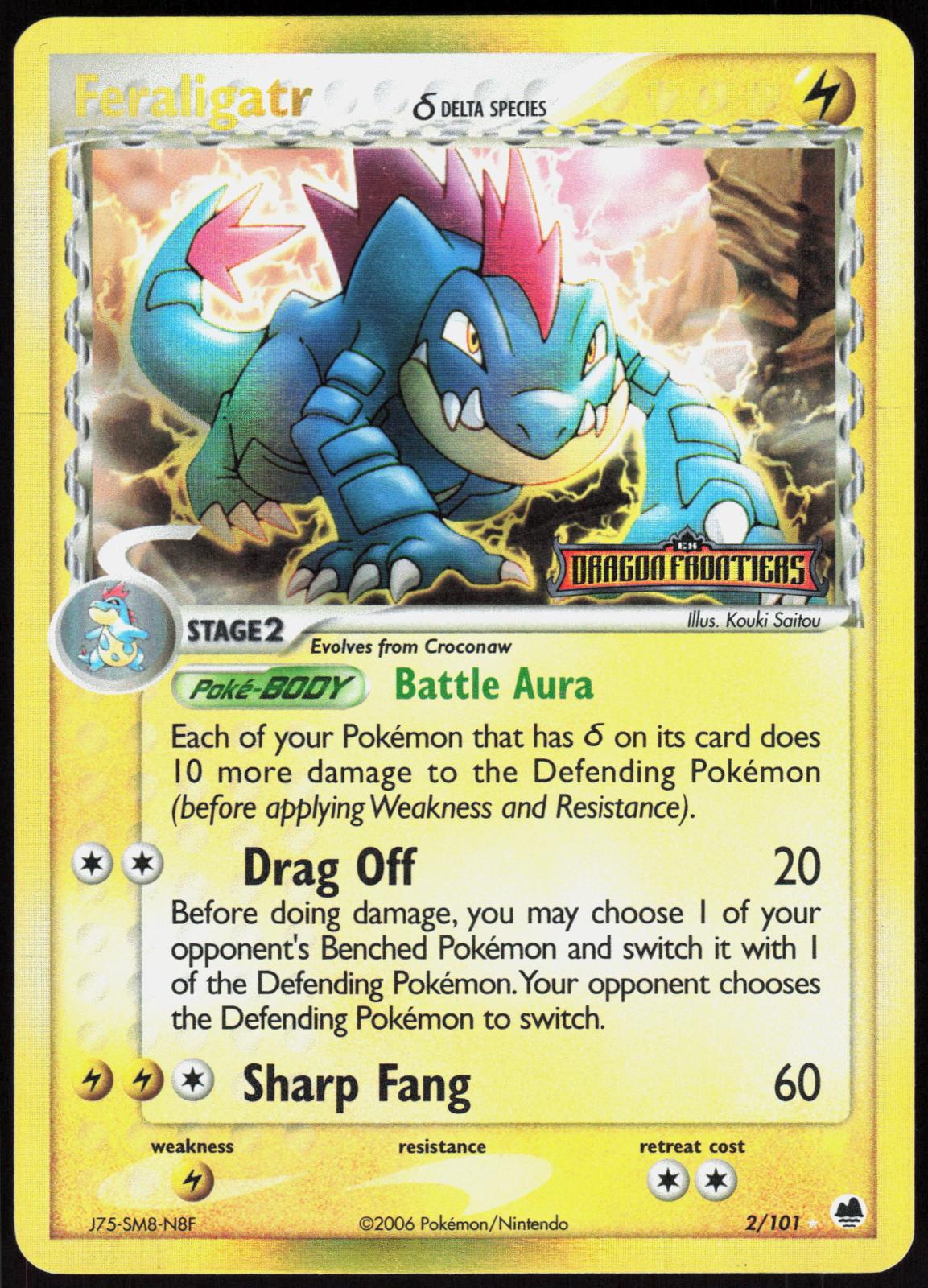 FERALIGATR Δ 2/101 DRAGON FRONTIERS POKEMON RARE REVERSE HOLO LP