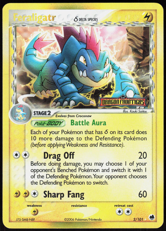 FERALIGATR Δ 2/101 DRAGON FRONTIERS POKEMON RARE REVERSE HOLO LP