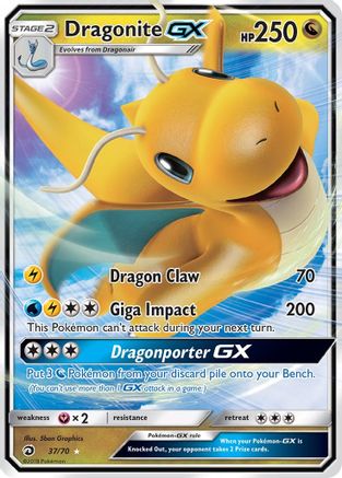 POKEMON TCG - Dragonite GX 037 Dragon Majesty - Ultra Rare