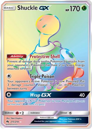 POKEMON TCG - Shuckle GX (Secret) 215 SM  Lost Thunder - Secret Rare