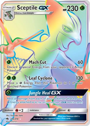 POKEMON TCG - Sceptile GX (Secret) 216 SM  Lost Thunder - Secret Rare