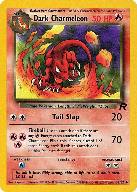 POKEMON TCG - DARK CHARMELEON 32/82 WOTC W STAMP PROMO (DAMAGED)
