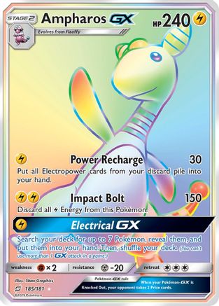 POKEMON TCG - Ampharos GX (Secret) 185 SM  Team Up - Secret Rare
