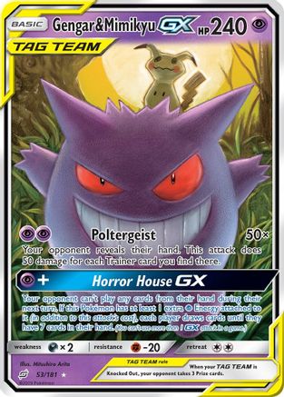 POKEMON TCG - Gengar & Mimikyu GX 053 SM  Team Up - Ultra Rare