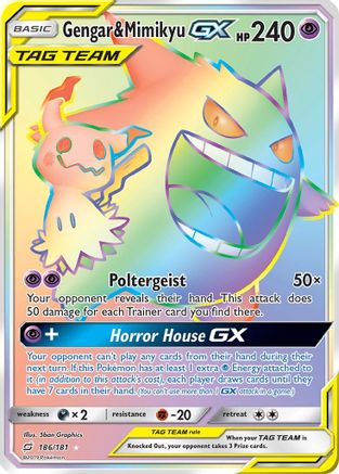 POKEMON TCG - Gengar & Mimikyu GX (Secret) SM  Team Up - Secret Rare