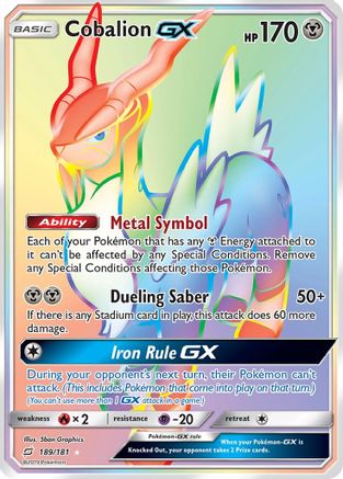 POKEMON TCG - Cobalion GX (Secret) 189 SM  Team Up - Secret Rare