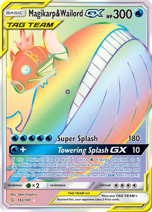 POKEMON TCG - Magikarp & Wailord GX (Secret) 183 SM  Team Up - Secret Rare