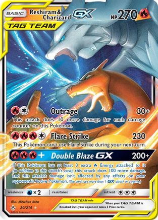 POKEMON TCG - Reshiram & Charizard GX 020 SM  Unbroken Bonds - Ultra Rare