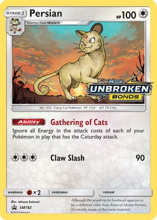 POKEMON TCG - Persian - SM182 (Prerelease) SM Promos - Promo